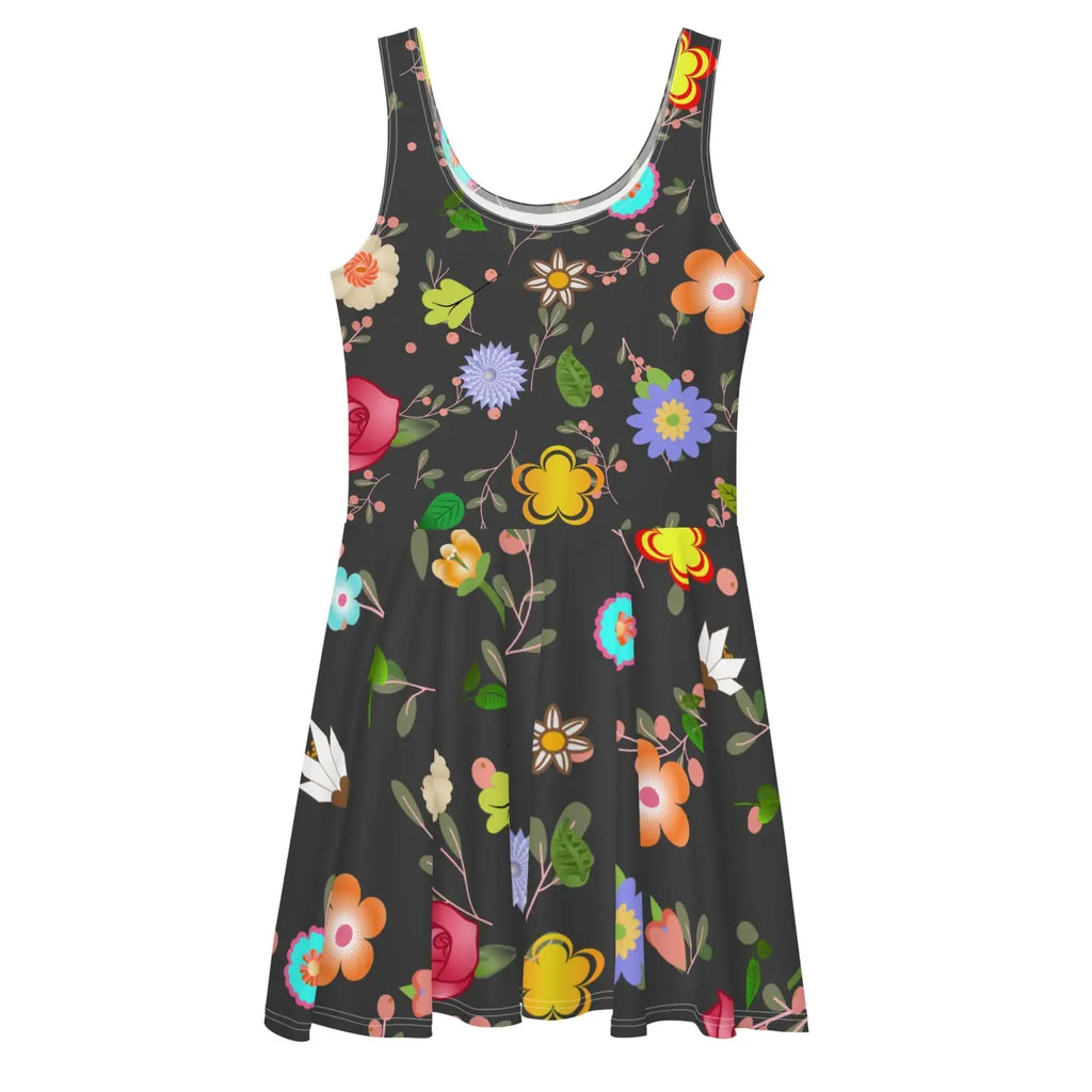Floral Skater Dress - Mid Thigh Length Garden Party - DipaliZ