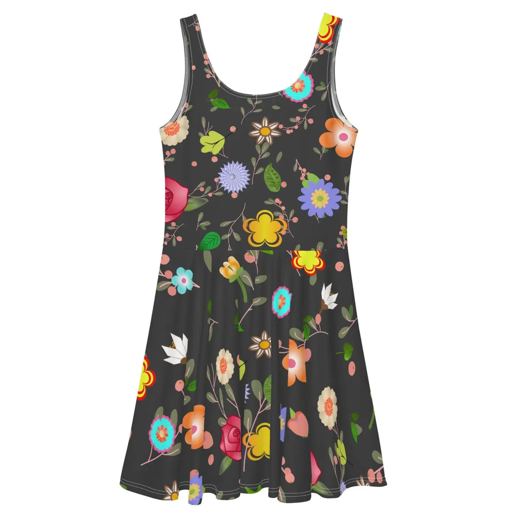 Floral Skater Dress - Mid Thigh Length Garden Party - DipaliZ
