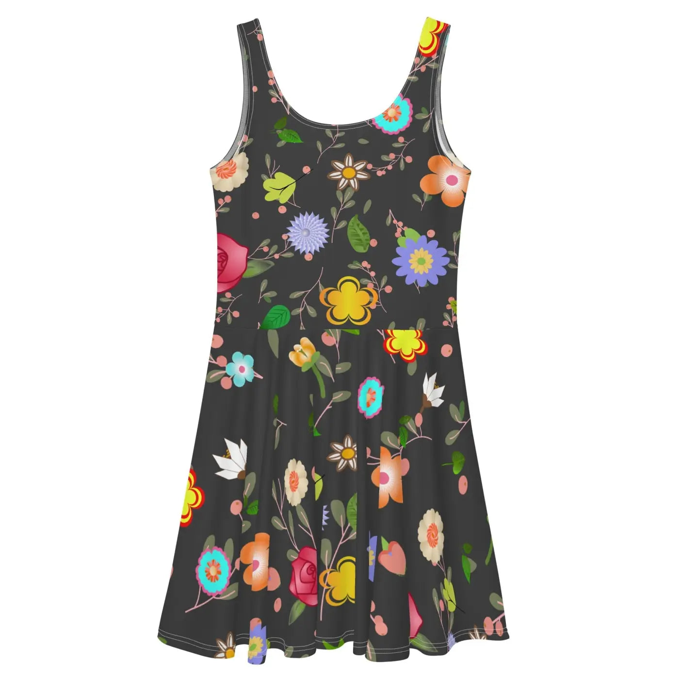 Floral Skater Dress - Mid Thigh Length Garden Party - DipaliZ