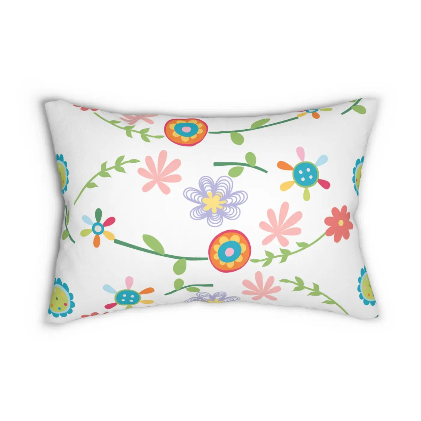 Floral Spun Polyester Lumbar Pillow - Home Decor - DipaliZ