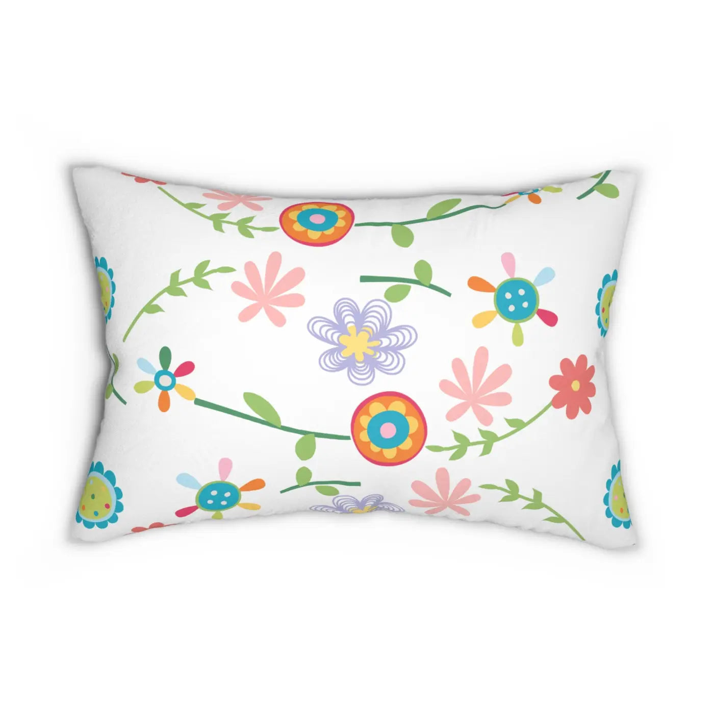 Floral Spun Polyester Lumbar Pillow - Home Decor - DipaliZ