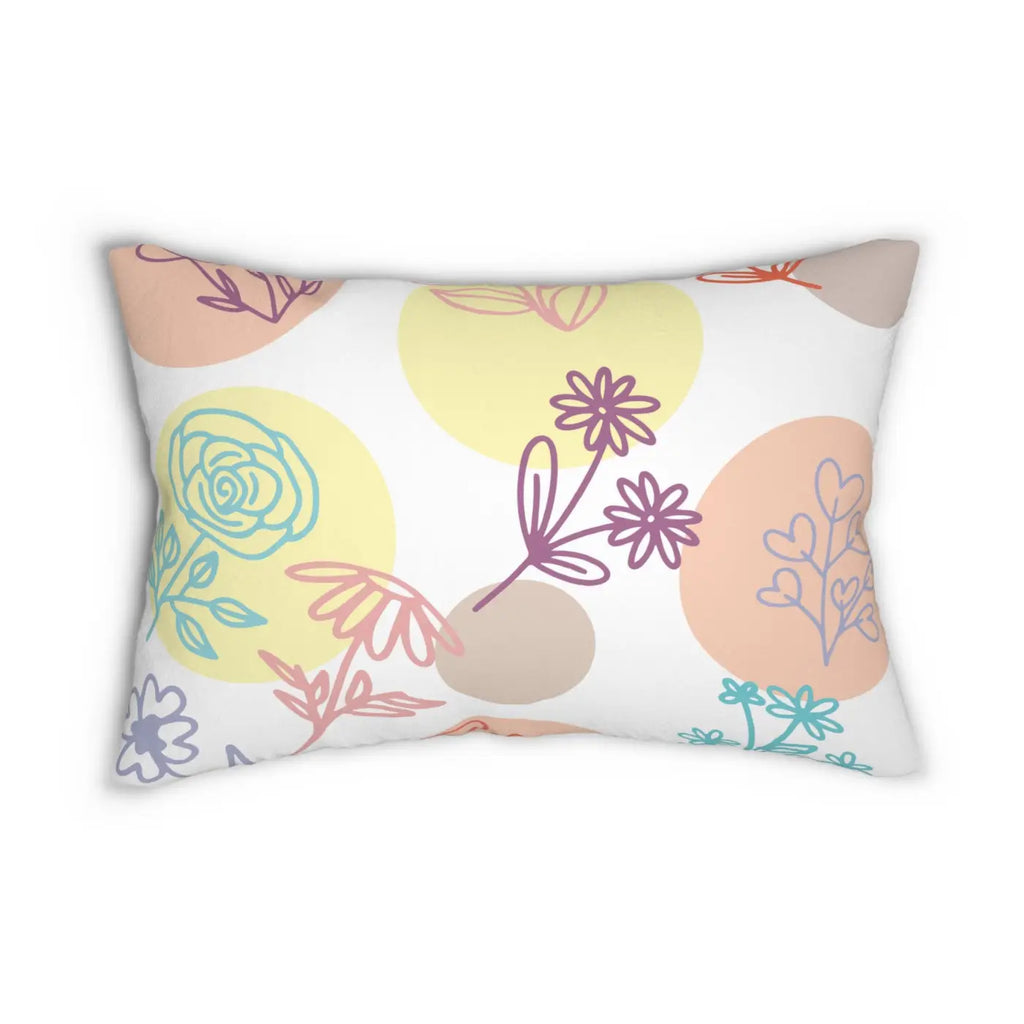 Floral Lumbar Pillow - Spun Polyester with Insert - DipaliZ