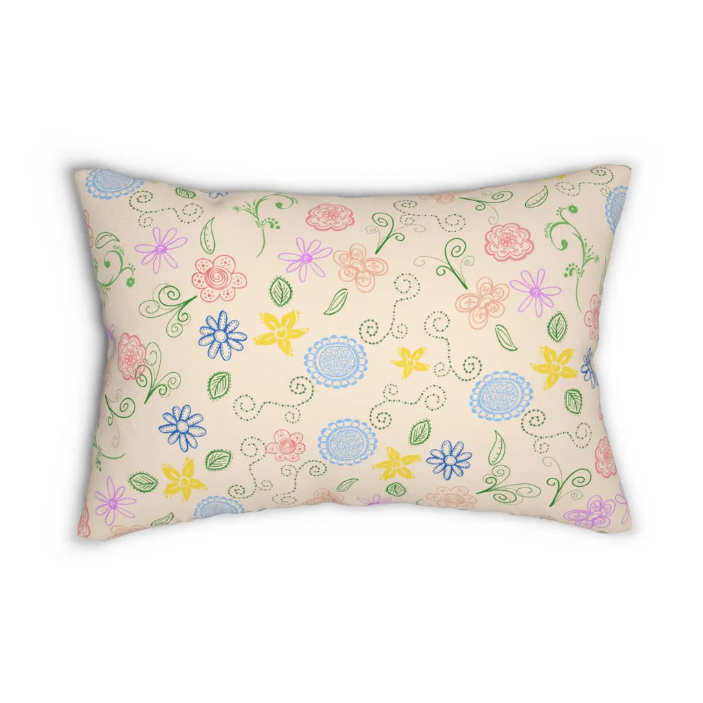 Floral Lumbar Pillow - Spun Polyester Home Decor - DipaliZ