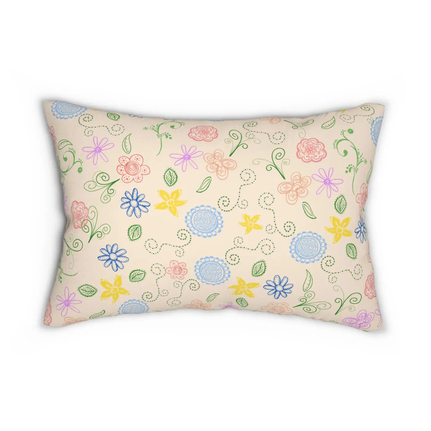Floral Lumbar Pillow - Spun Polyester Home Decor - DipaliZ