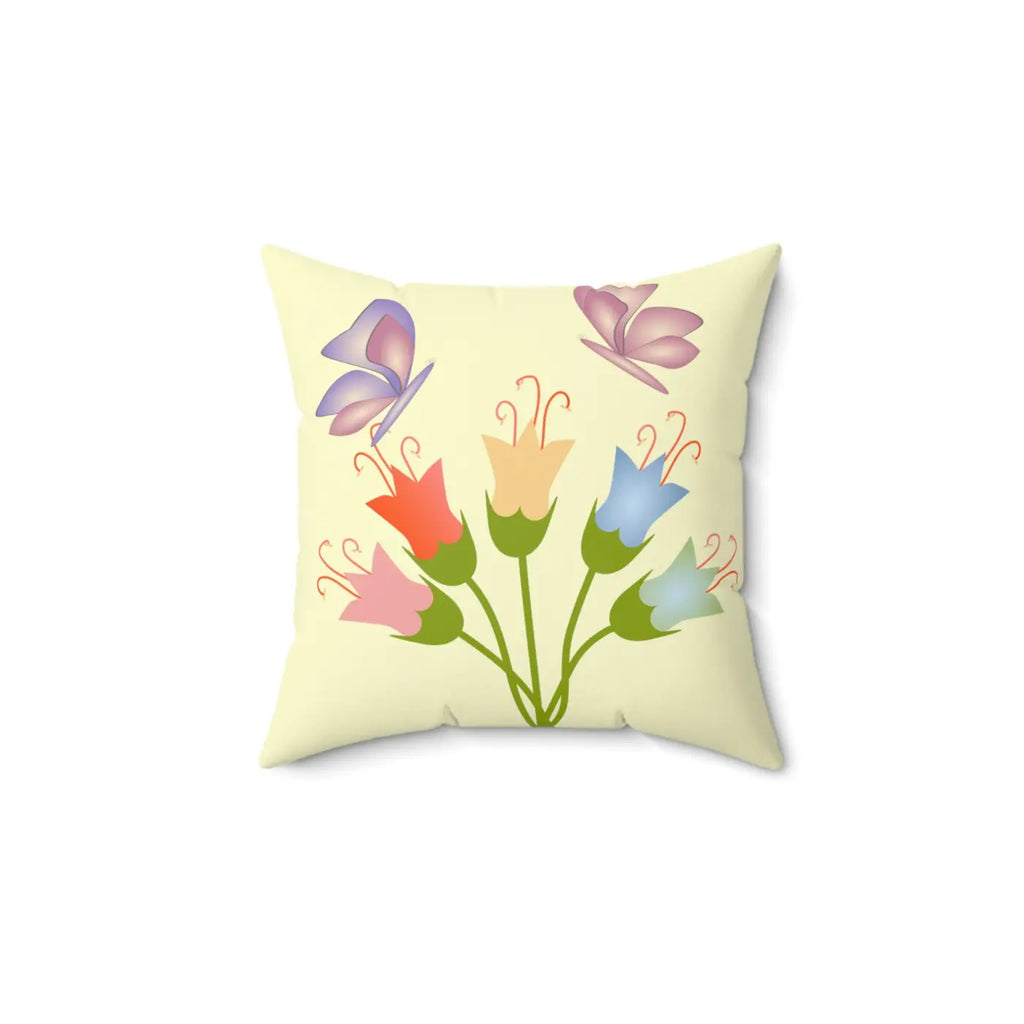Vibrant Flower Bunch Square Throw Pillow - Polyester - DipaliZ