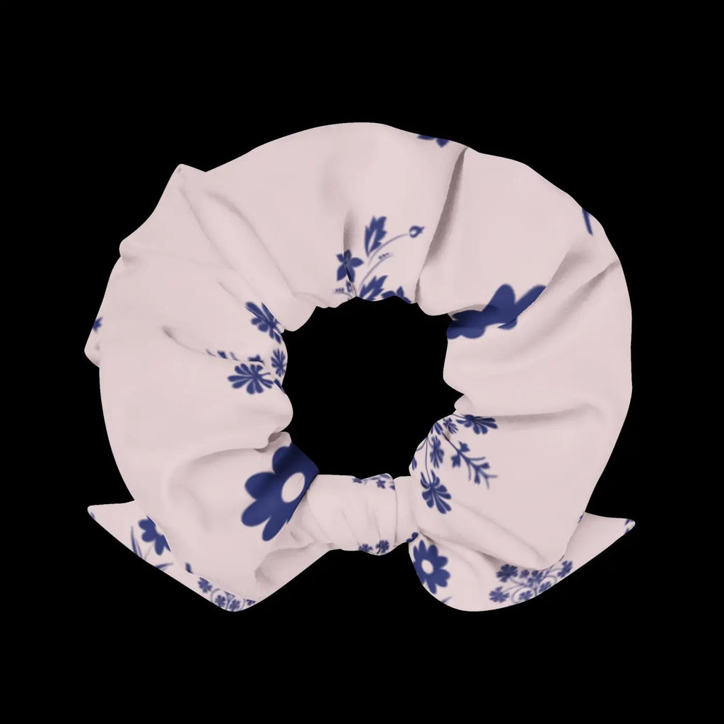 Pink Recycled Scrunchie - Flower Drawings Hair Accessory - DipaliZ