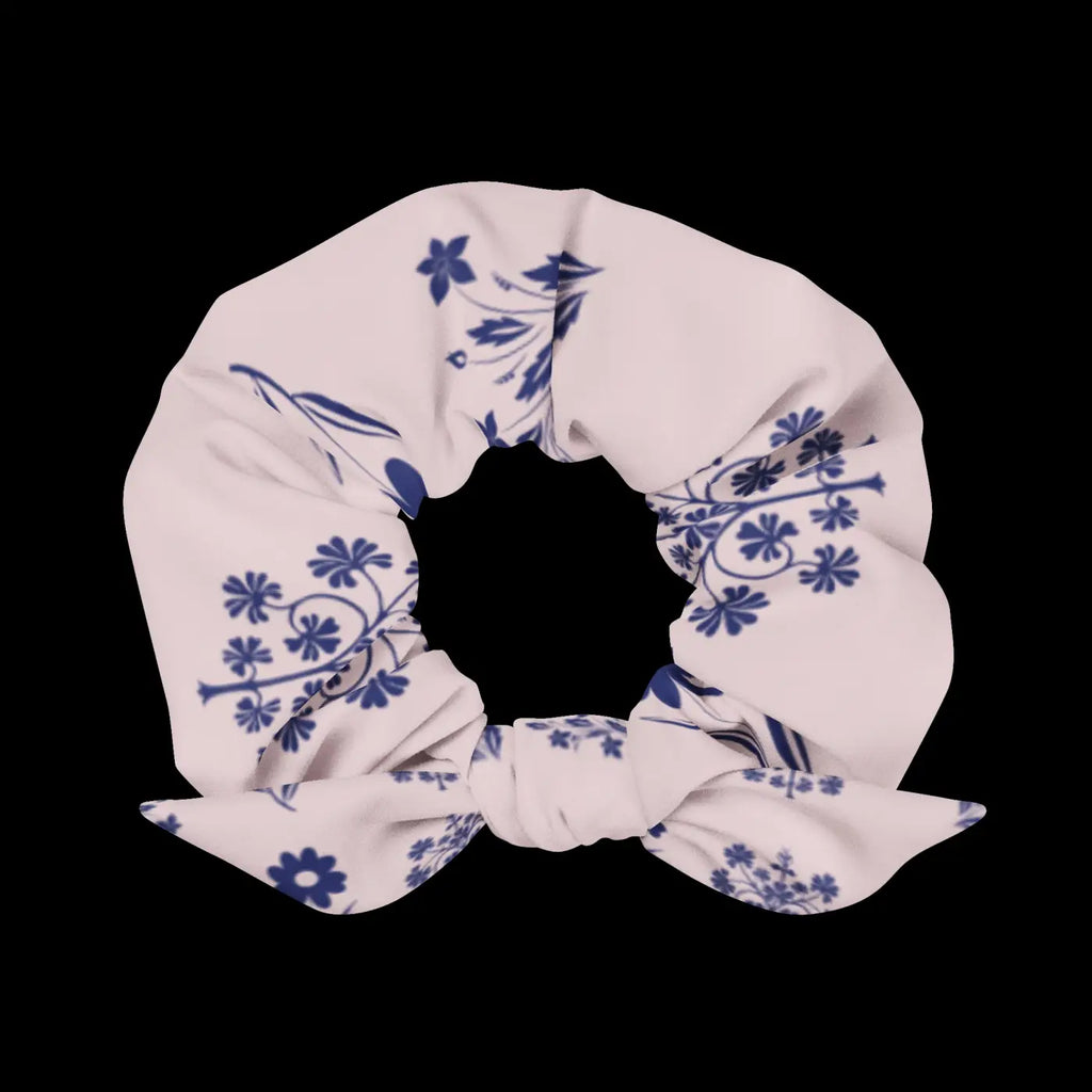 Pink Recycled Scrunchie - Flower Drawings Hair Accessory - DipaliZ