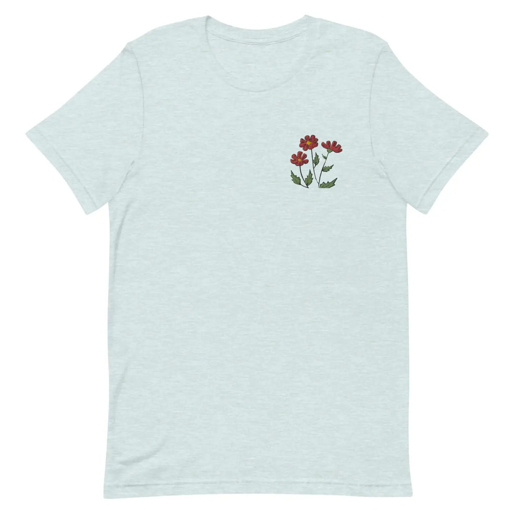 Flower Embroidered Unisex T Shirt - Cotton Comfort - DipaliZ