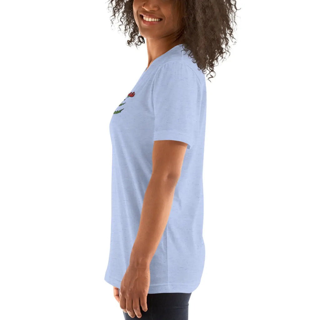 Flower Embroidered Unisex T Shirt - Cotton Comfort - DipaliZ