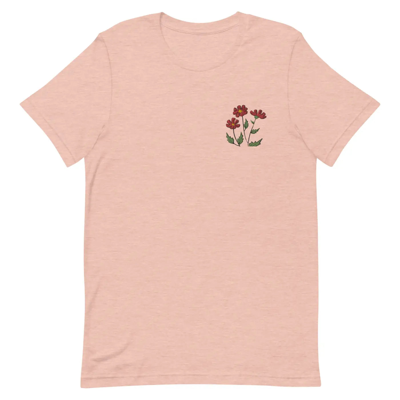 Flower Embroidered Unisex T Shirt - Cotton Comfort - DipaliZ