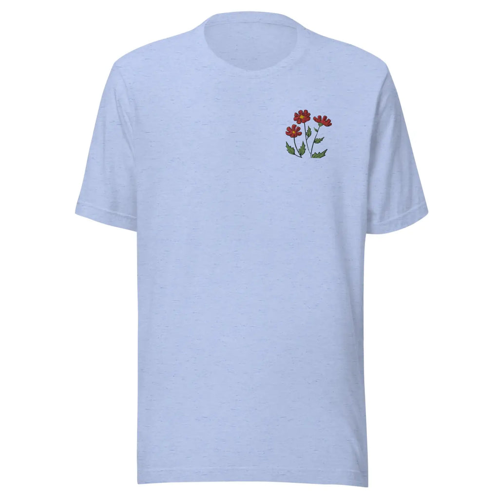Flower Embroidered Unisex T Shirt - Cotton Comfort - DipaliZ