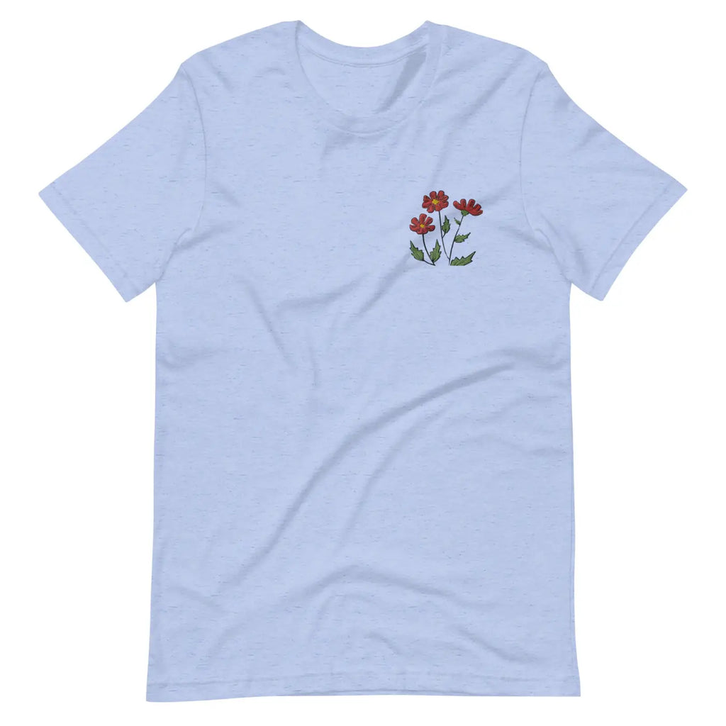 Flower Embroidered Unisex T Shirt - Cotton Comfort - DipaliZ