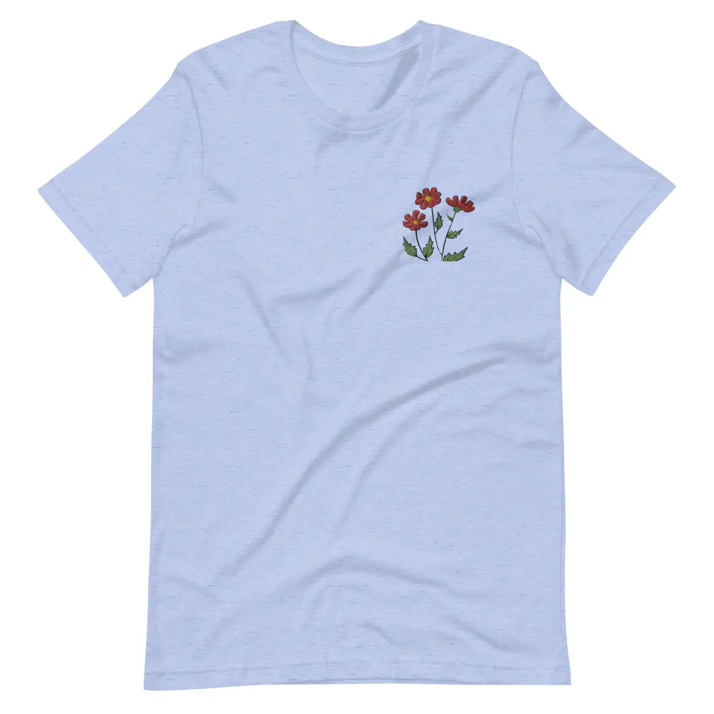 Flower Embroidered Unisex T Shirt - Cotton Comfort - DipaliZ
