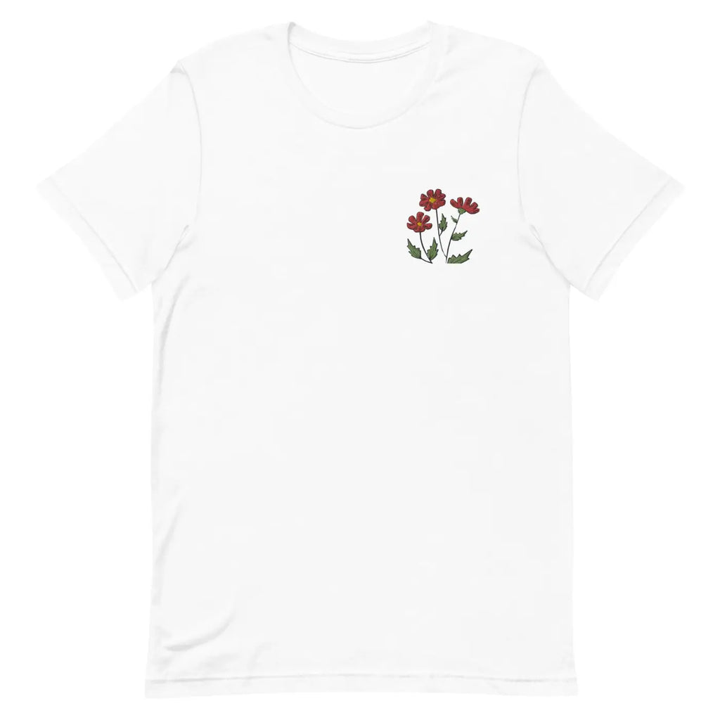 Flower Embroidered Unisex T Shirt - Cotton Comfort - DipaliZ