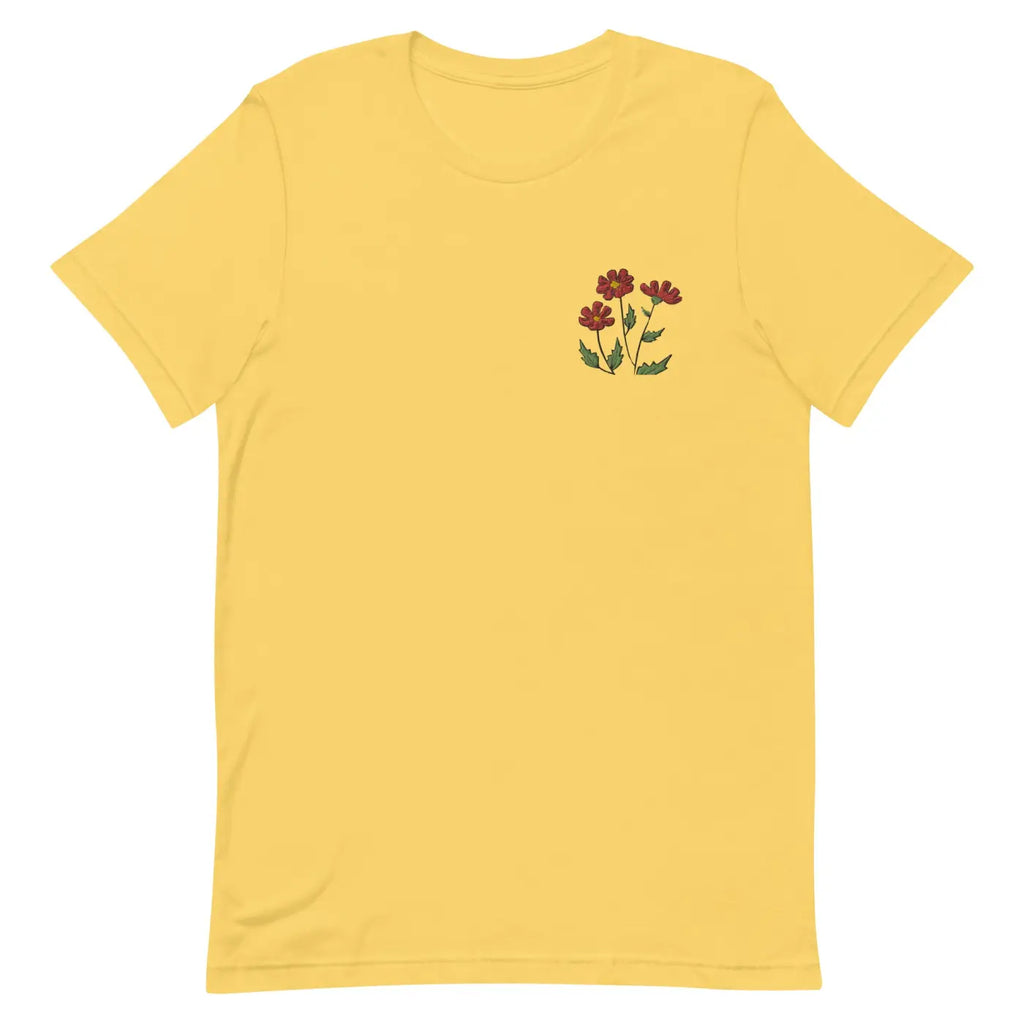 Flower Embroidered Unisex T Shirt - Cotton Comfort - DipaliZ