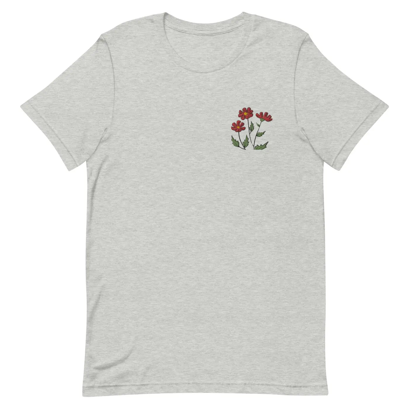 Flower Embroidered Unisex T Shirt - Cotton Comfort - DipaliZ