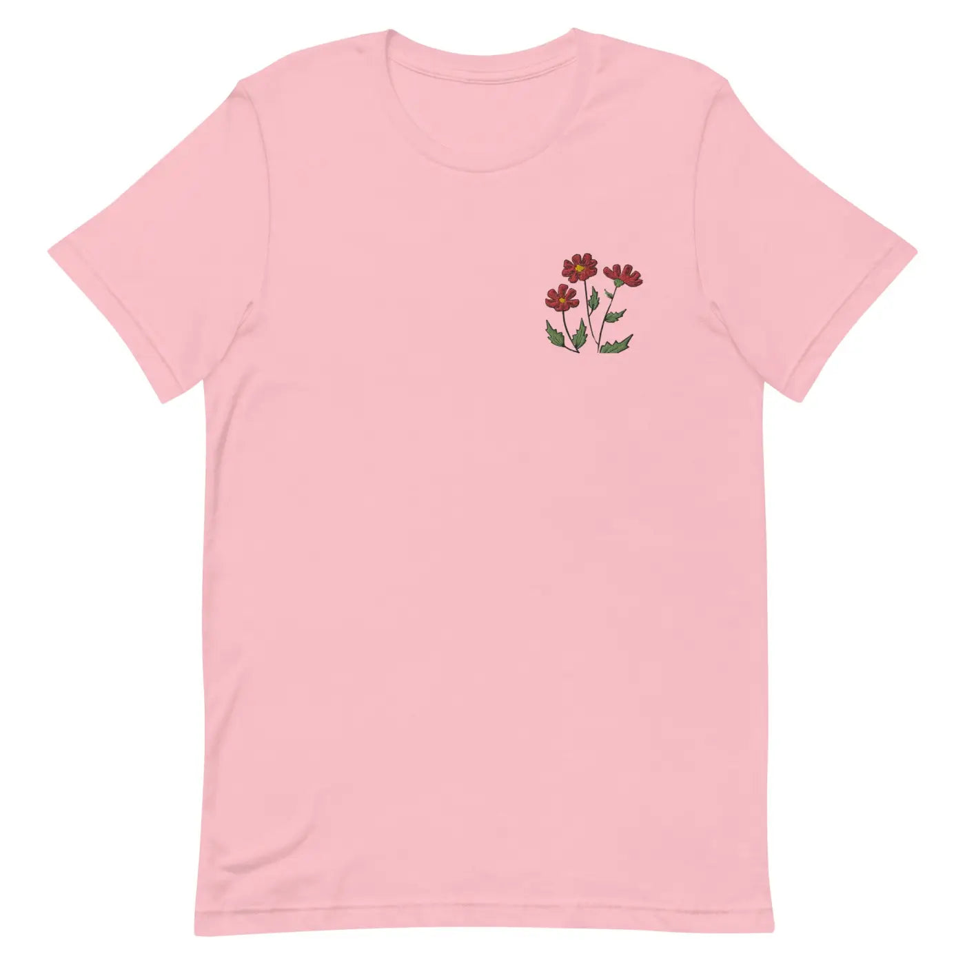 Flower Embroidered Unisex T Shirt - Cotton Comfort - DipaliZ
