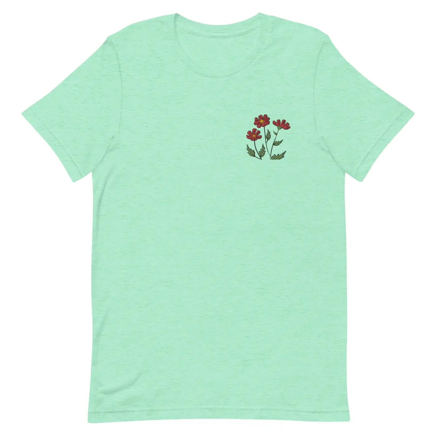 Flower Embroidered Unisex T Shirt - Cotton Comfort - DipaliZ