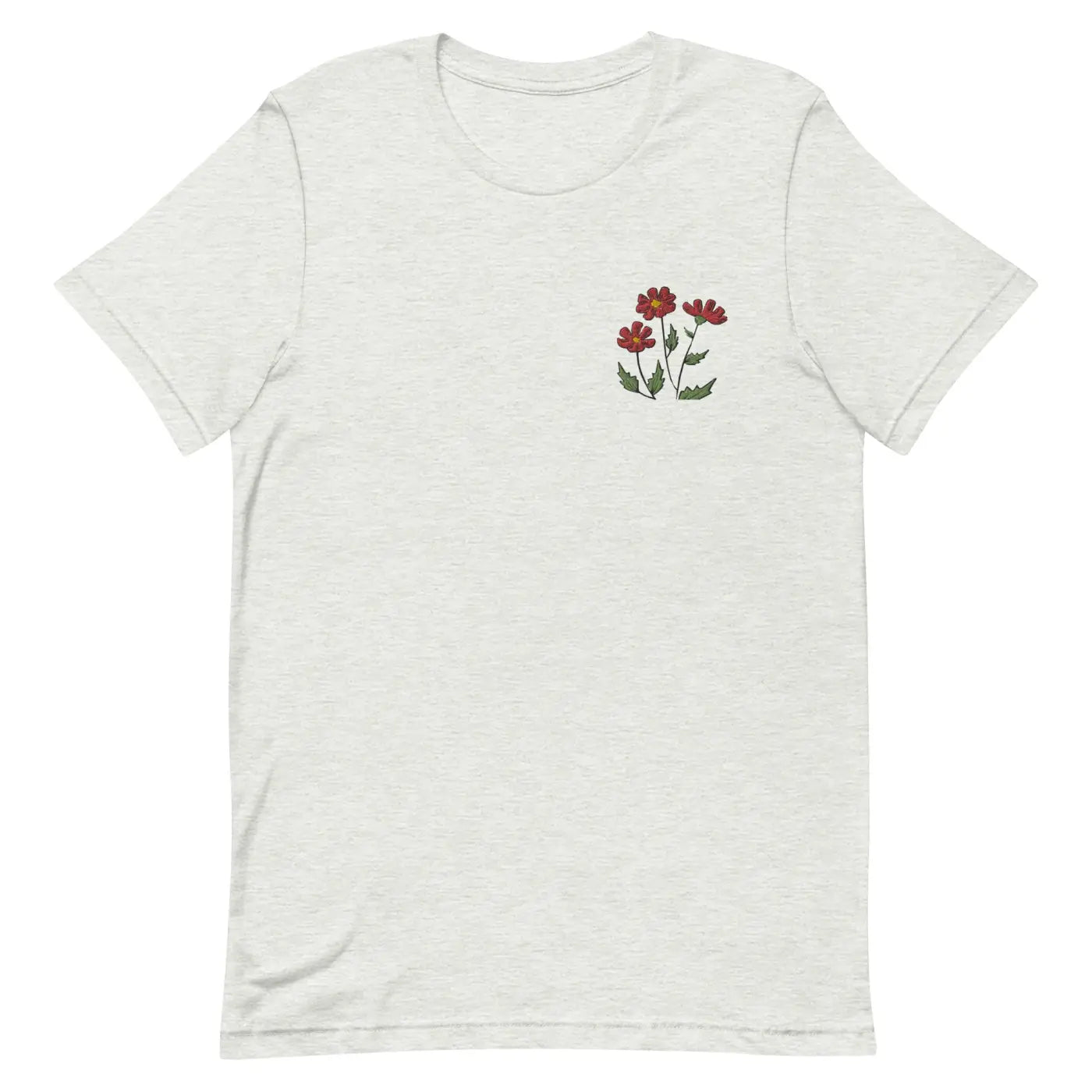 Flower Embroidered Unisex T Shirt - Cotton Comfort - DipaliZ