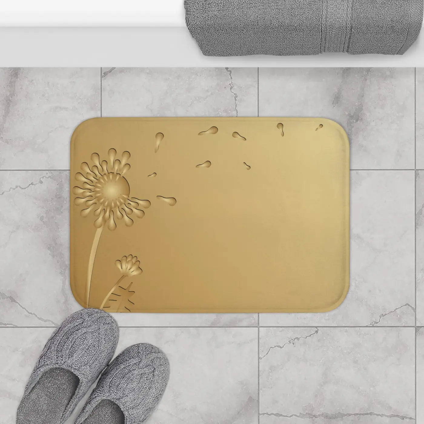 Bath Mat - Golden Dandelions Anti-Slip Design - DipaliZ