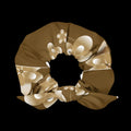 Recycled Scrunchie - White Flowers on Brown Eco-Friendly - DipaliZ