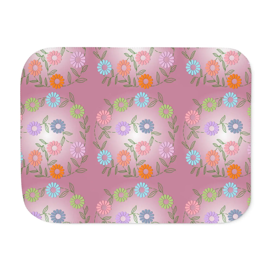 Floral Sherpa Blanket - Cozy Plush Throw in Two Colors - DipaliZ
