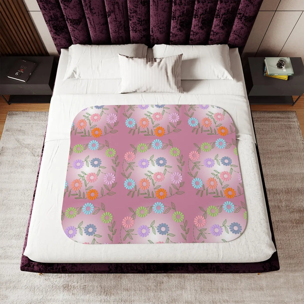 Floral Sherpa Blanket - Cozy Plush Throw in Two Colors - DipaliZ