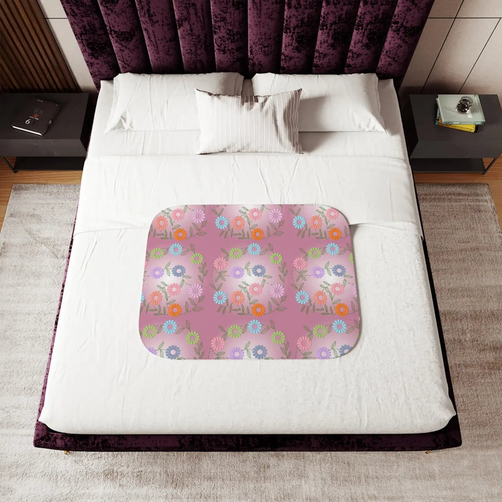 Floral Sherpa Blanket - Cozy Plush Throw in Two Colors - DipaliZ