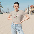 Flowy Cropped Tee - Pink Flower Polyester Style - DipaliZ