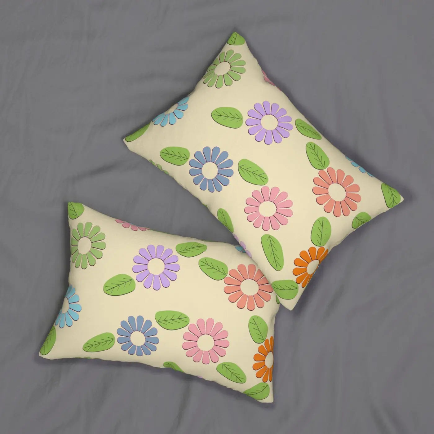 Floral Polyester Lumbar Pillow - Spun Polyester with Insert - DipaliZ