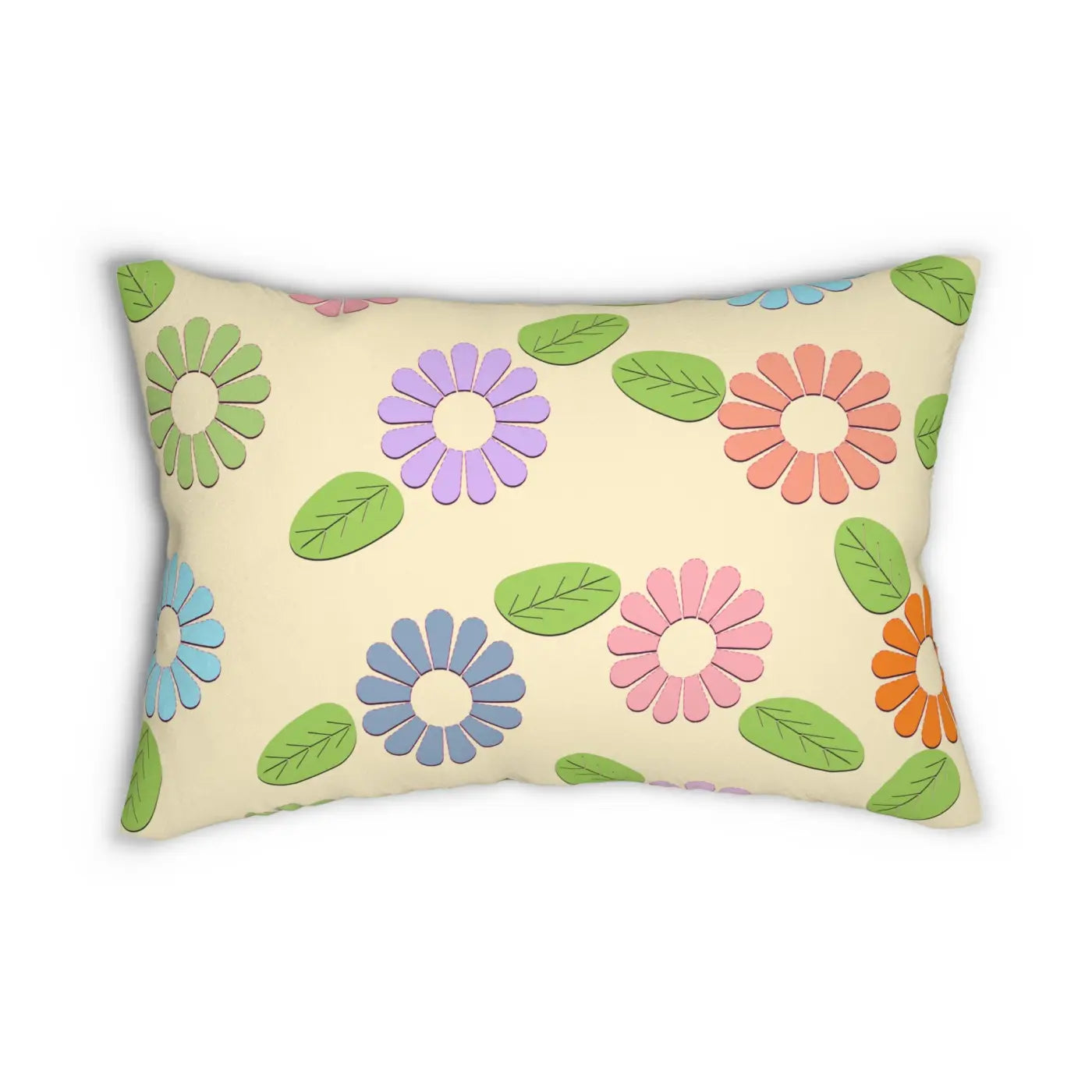 Floral Polyester Lumbar Pillow - Spun Polyester with Insert - DipaliZ