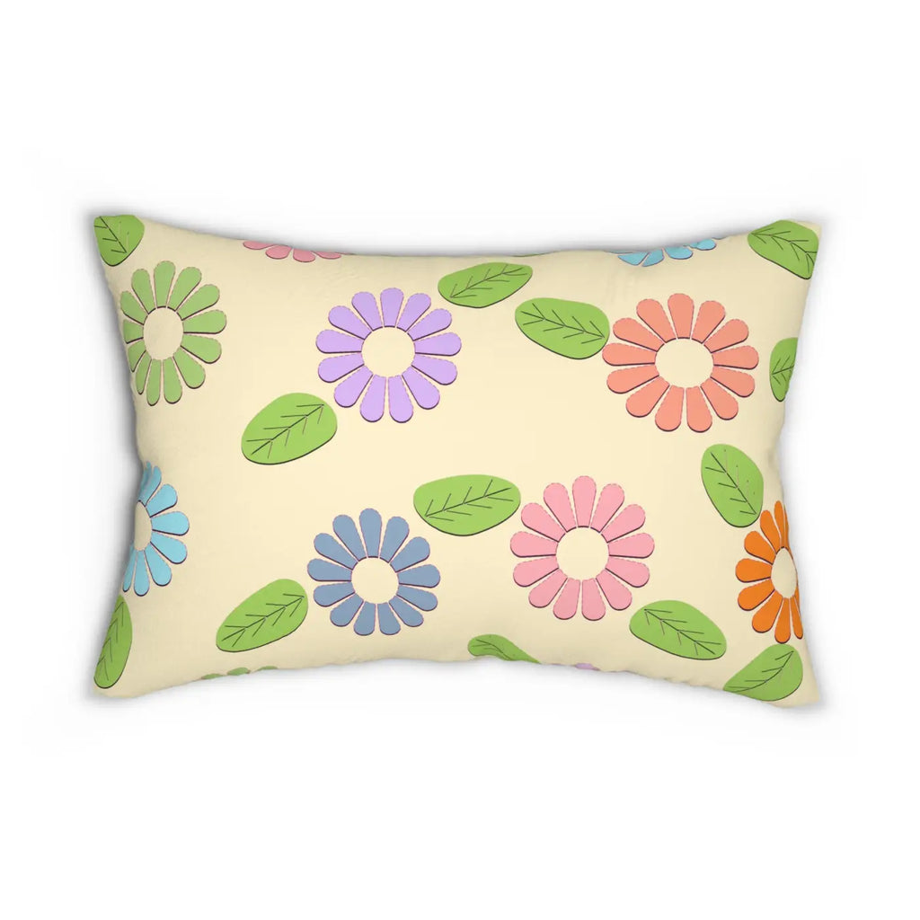Floral Polyester Lumbar Pillow - Spun Polyester with Insert - DipaliZ