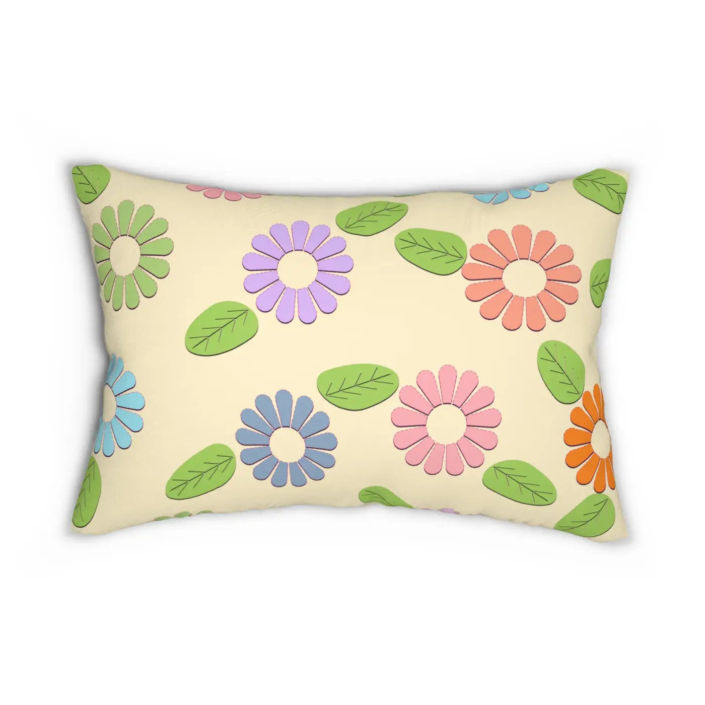Floral Polyester Lumbar Pillow - Spun Polyester with Insert - DipaliZ