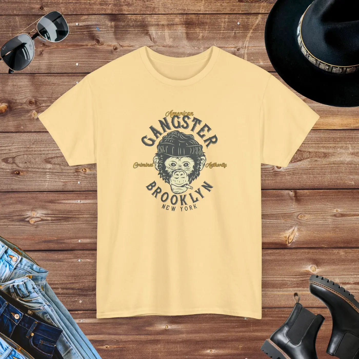 Gangster Brooklyn Monkey T-Shirt - Unisex Heavy Cotton - DipaliZ