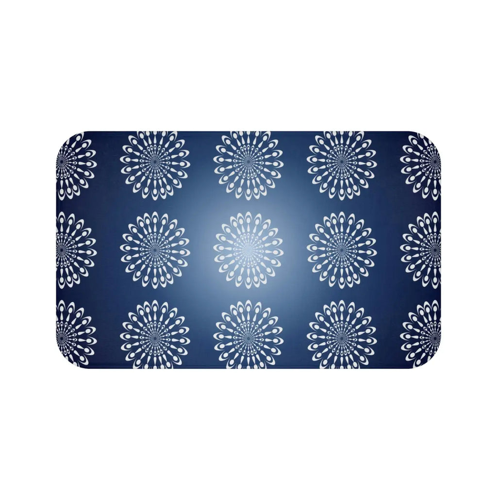 Bold Geometric Pattern Bath Mat - Navy Blue Design - DipaliZ