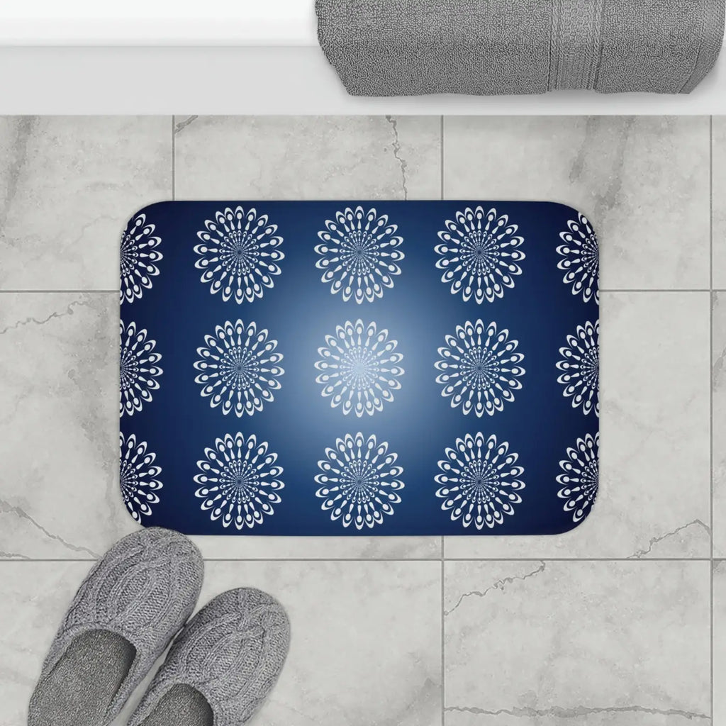 Bold Geometric Pattern Bath Mat - Navy Blue Design - DipaliZ