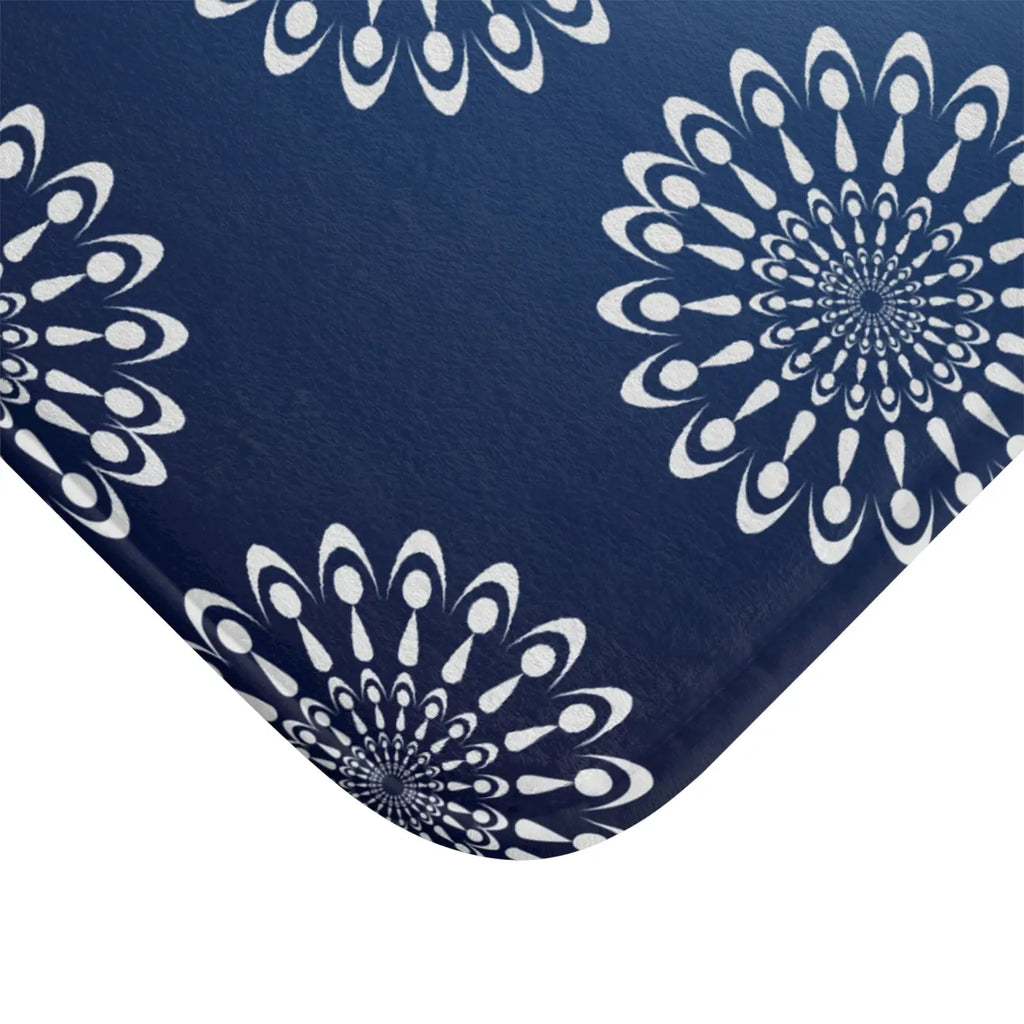 Bold Geometric Pattern Bath Mat - Navy Blue Design - DipaliZ