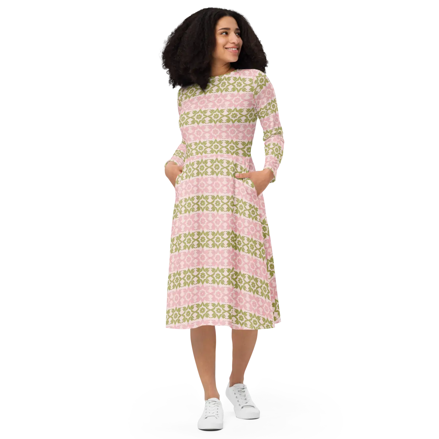 Long Sleeve Midi Dress - Playful and Sophisticated - DipaliZ