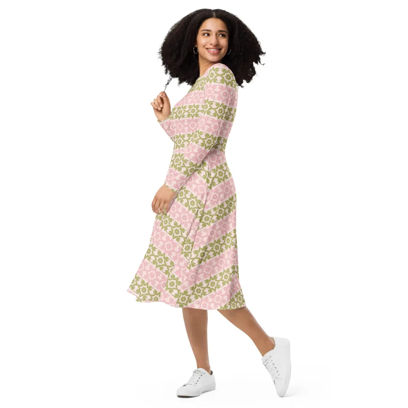 Long Sleeve Midi Dress - Playful and Sophisticated - DipaliZ