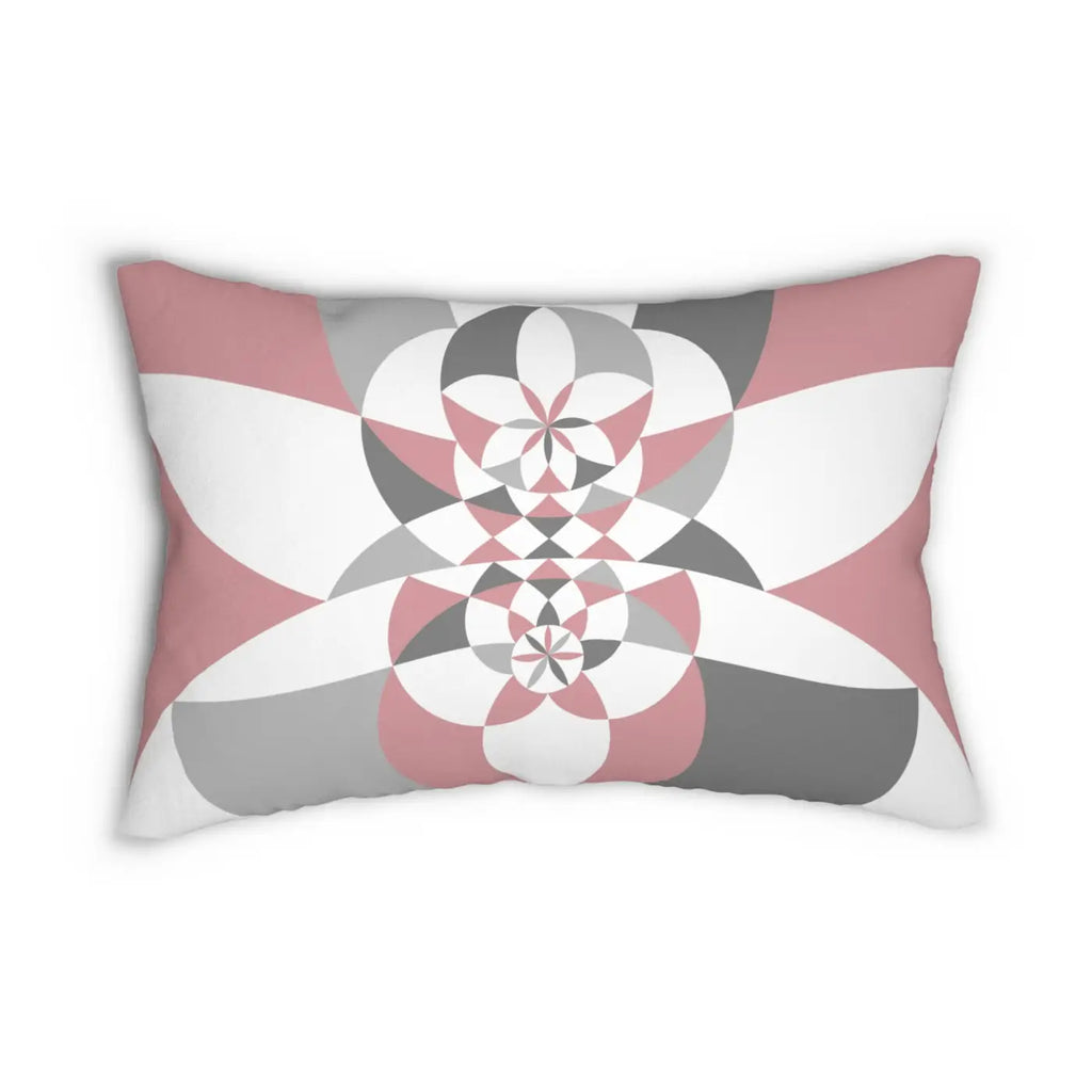 Spun Polyester Lumbar Pillow - Pink Grey Abstract Design - DipaliZ