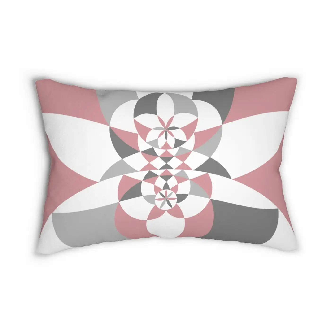 Spun Polyester Lumbar Pillow - Pink Grey Abstract Design - DipaliZ