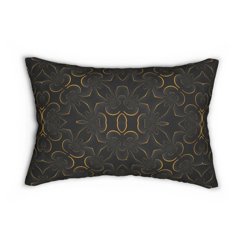 Luxurious Spun Polyester Lumbar Pillow - Gold Abstract - DipaliZ