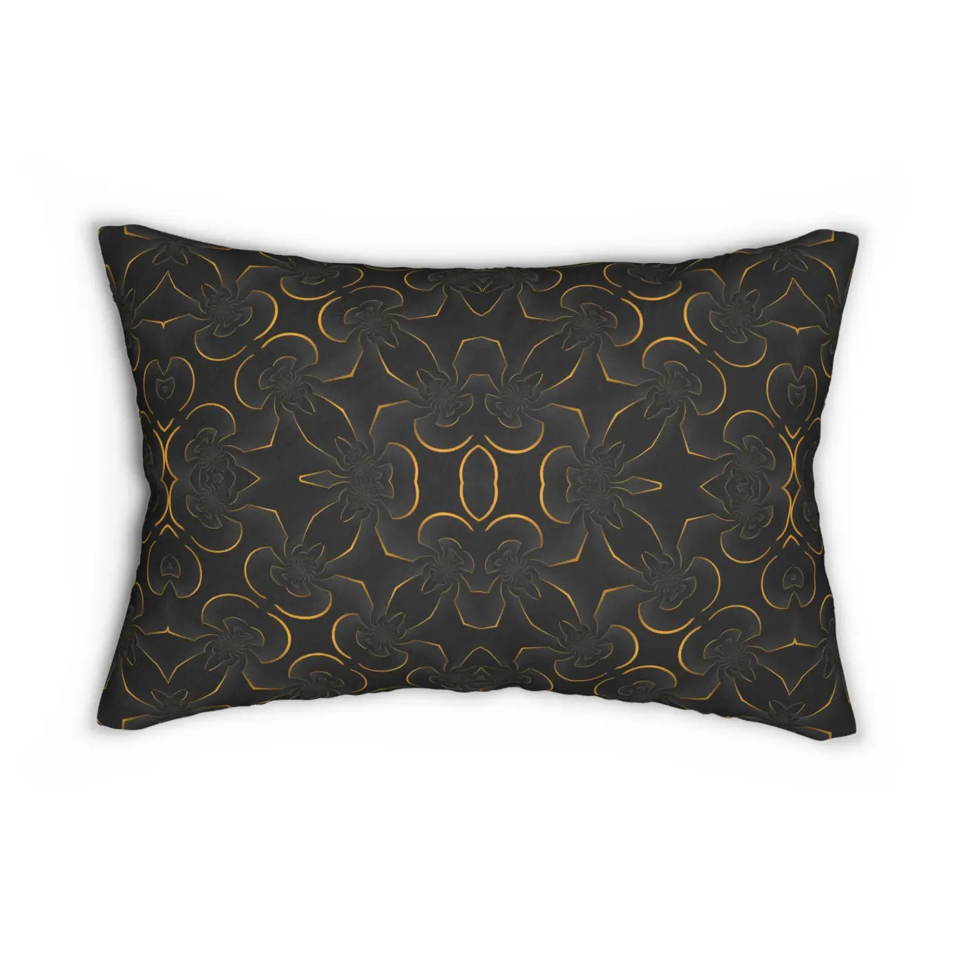 Luxurious Spun Polyester Lumbar Pillow - Gold Abstract - DipaliZ