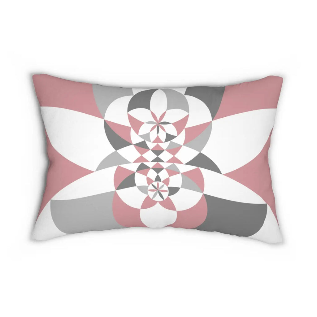 Spun Polyester Lumbar Pillow - Pink Grey Abstract Design - DipaliZ