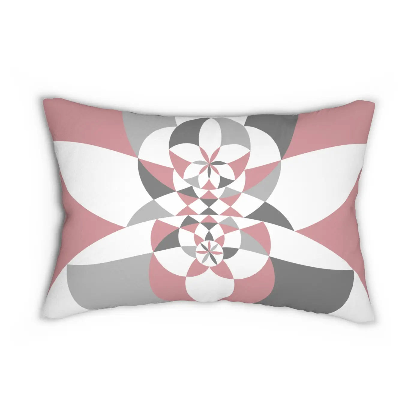 Spun Polyester Lumbar Pillow - Pink Grey Abstract Design - DipaliZ