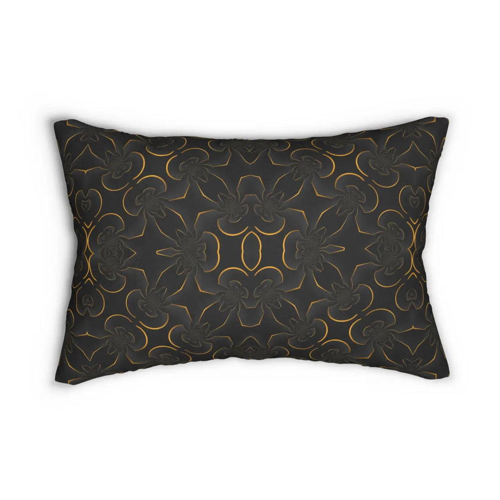 Luxurious Spun Polyester Lumbar Pillow - Gold Abstract - DipaliZ