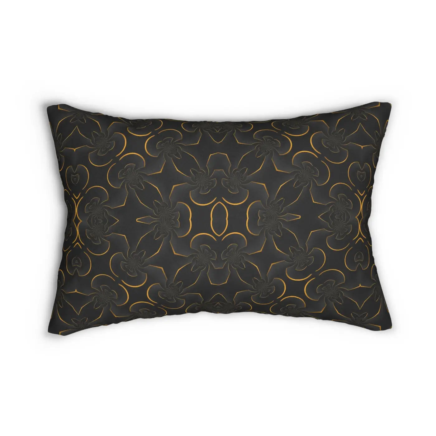 Luxurious Spun Polyester Lumbar Pillow - Gold Abstract - DipaliZ