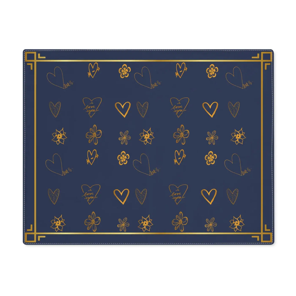 Gold Leaves Navy Blue Placemats - Eco-Friendly Gifts - DipaliZ