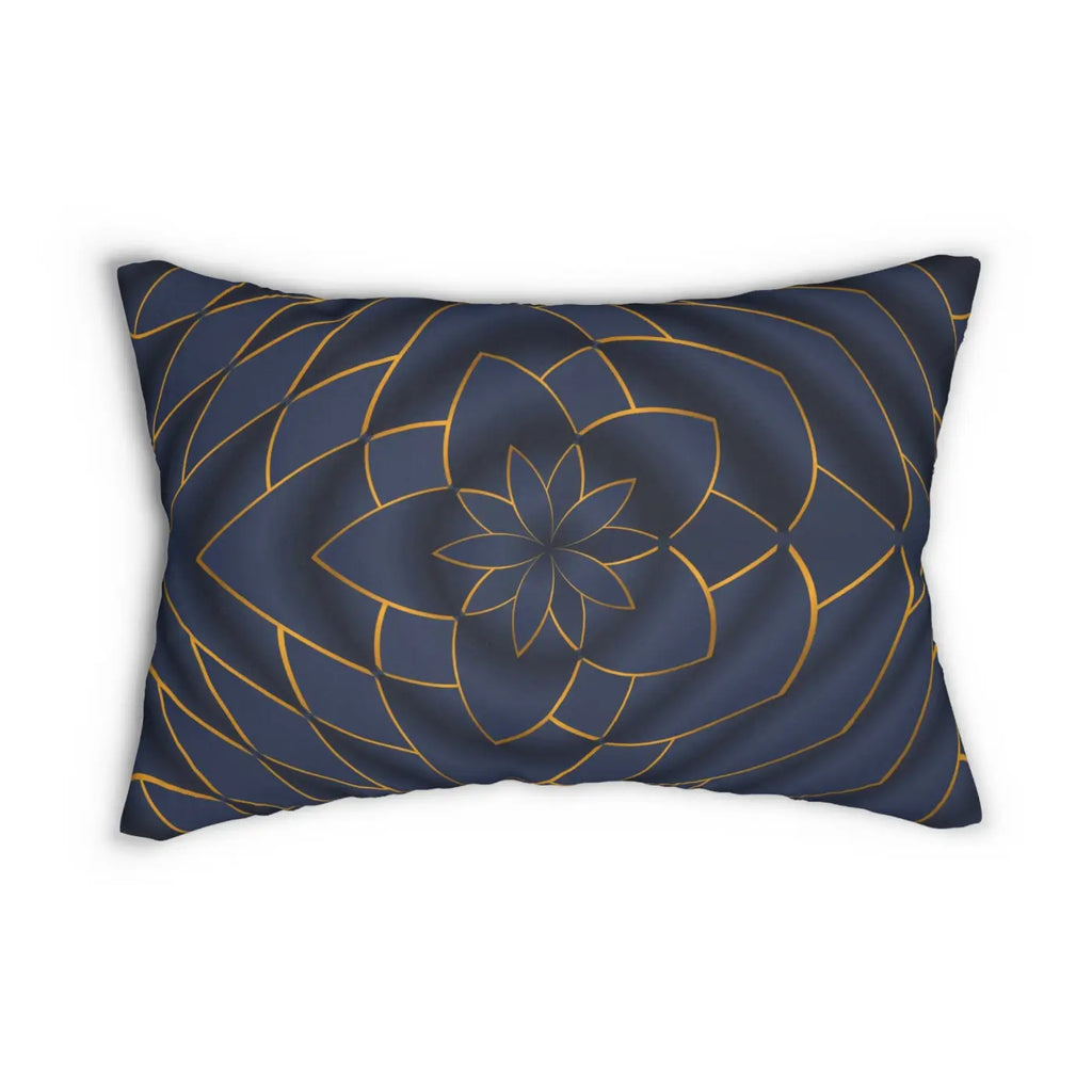 Spun Polyester Lumbar Pillow - Gold Navy Pattern - DipaliZ