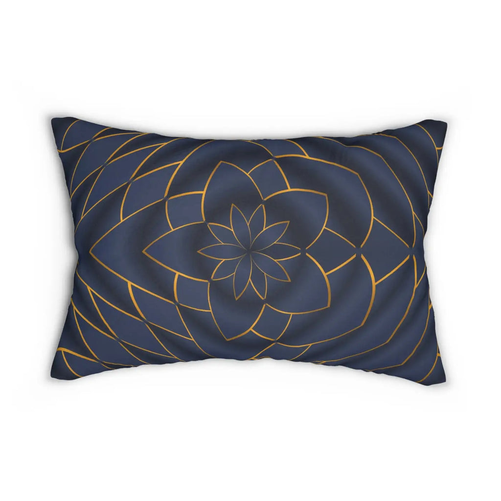Spun Polyester Lumbar Pillow - Gold Navy Pattern - DipaliZ